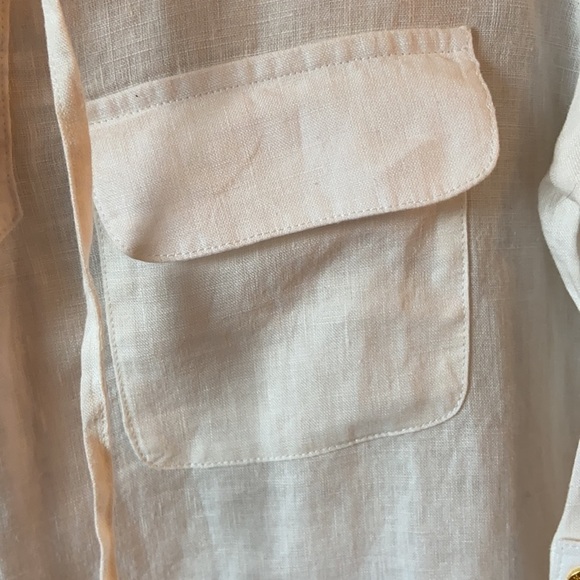 Ellen Tracy White Linen Blouse in Chalk - Picture 8 of 9